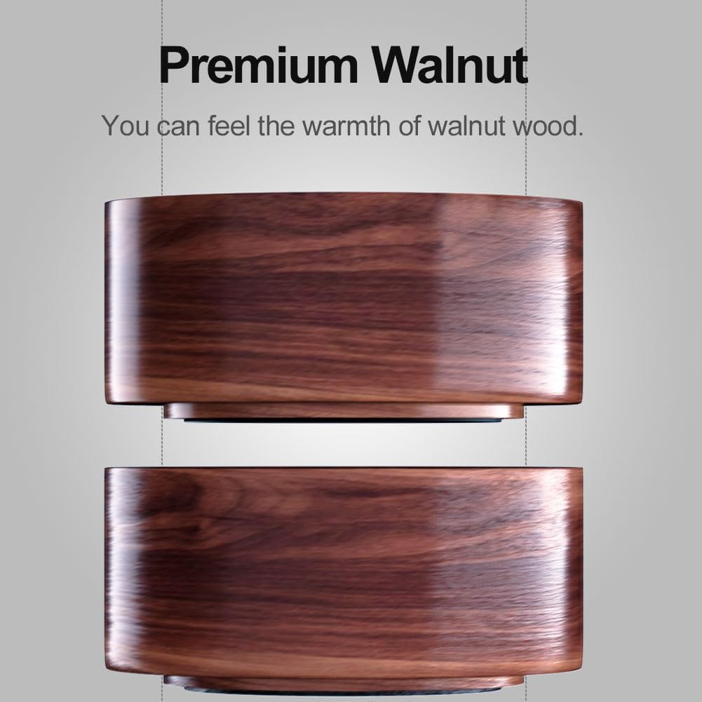 grwanpen®2 Pack Round Walnut Hardwood Ring Tray & Holder - Stackable Compact Jewelry Organizer, Non-Slip Small Dish for Rings, Earrings - Gift Ready Packaging