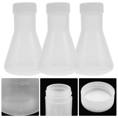 Hemobllo 10-Pack 50ml Plastic Erlenmeyer Flask Set with Screw Caps, BPA-Free PP Graduated Conical Flasks for Lab Experiment, Science Theme Party Favors, Potion Bottles for Liquor & Drinks, Leak-Proof