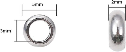 BEADIA Stainless Steel Spacer Beads 3x2.5mm Round Loose Charm Caps Beads for DIY Jewelry Making 100pcs with 1mm Hole