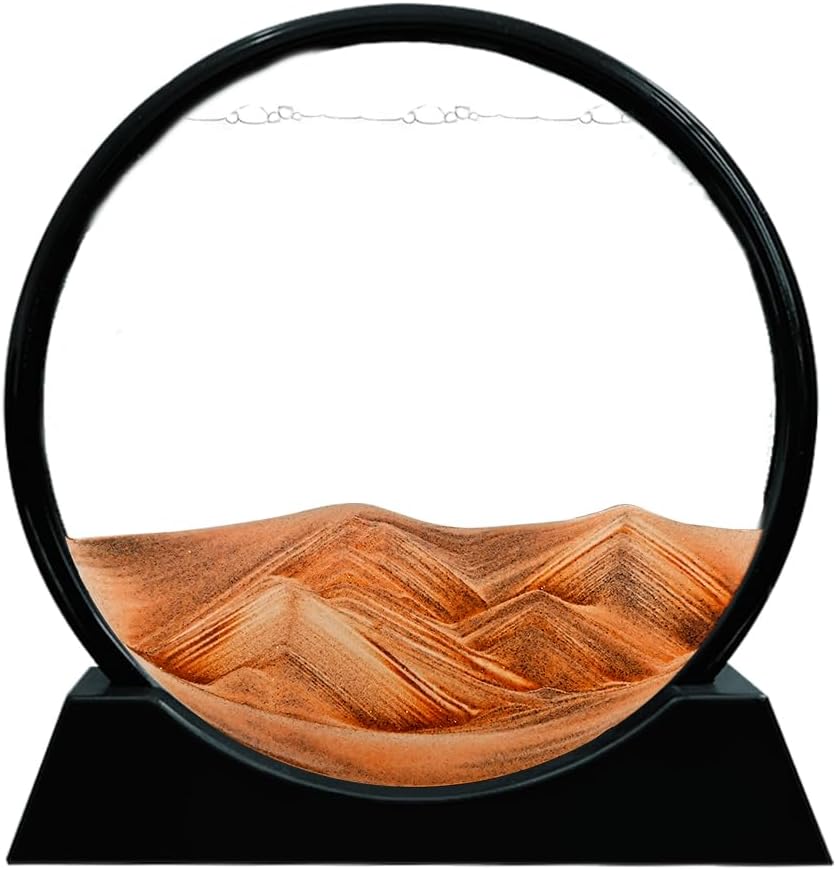 Muyan Moving Sand Art Picture Sandscapes in Motion Round Glass 3D Deep Sea Sand Art for Adult Kid Large Desktop Art Toys (Purple, 7 Inch)