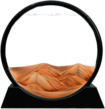 Muyan Moving Sand Art Picture Sandscapes in Motion Round Glass 3D Deep Sea Sand Art for Adult Kid Large Desktop Art Toys (Purple, 7 Inch)