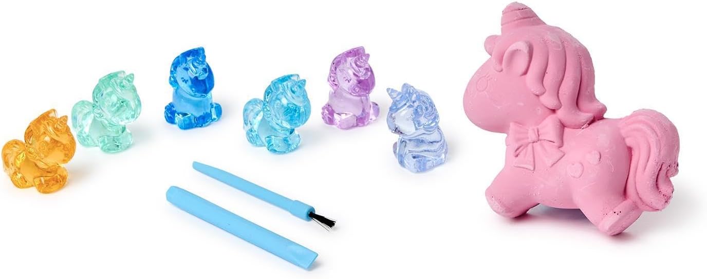 Two's Company Unicorn Surprise Magical Dig Excavation Kit in Gift Box, 3.5-Inch, Gypsum Powder, Pink