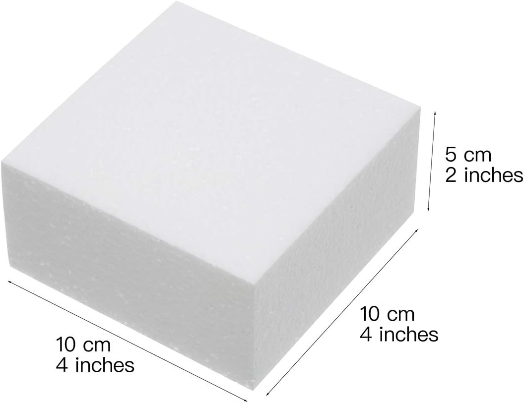 Crafare Craft Foam Blocks 10X10X4 Inch Polystyrene Squares Foam Block for Crafting for Arts School Projects Sculptures Floral Arrangements Modeling and Centerpieces