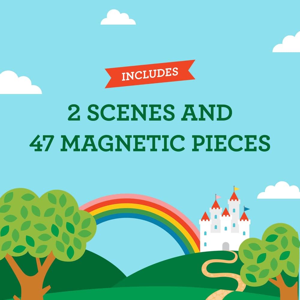 Petit Collage: Animal Friends Magnetic Game Board with Mix & Match, Ideal for Ages 3+, Includes Mag Play Scene Treehouse Party, 74 Count