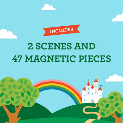 Petit Collage: Animal Friends Magnetic Game Board with Mix & Match, Ideal for Ages 3+, Includes Mag Play Scene Treehouse Party, 74 Count