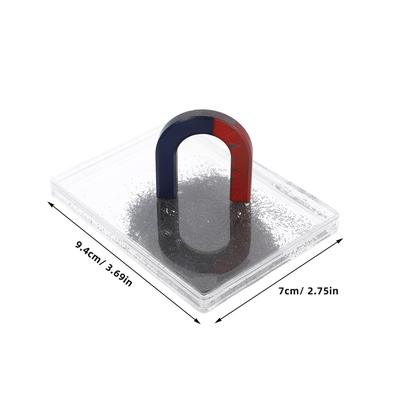 Scientific Iron Filings Box, 3.69X2.75in Metal Powder Box Simulates Magnetic Field Demonstrator, Magnetic Flux Lines Depiction Experiment Physics Electromagnetism Teaching Instrument