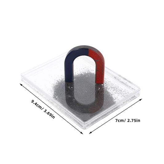 Scientific Iron Filings Box, 3.69X2.75in Metal Powder Box Simulates Magnetic Field Demonstrator, Magnetic Flux Lines Depiction Experiment Physics Electromagnetism Teaching Instrument