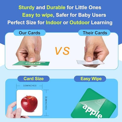Thick Baby Flash Cards for Toddlers 1-3 Sight Words Flash Cards for Kindergarten，50 First Words Fun Video Flash Cards for Toddlers，Learning Resources Kids Aba Therapy Materials