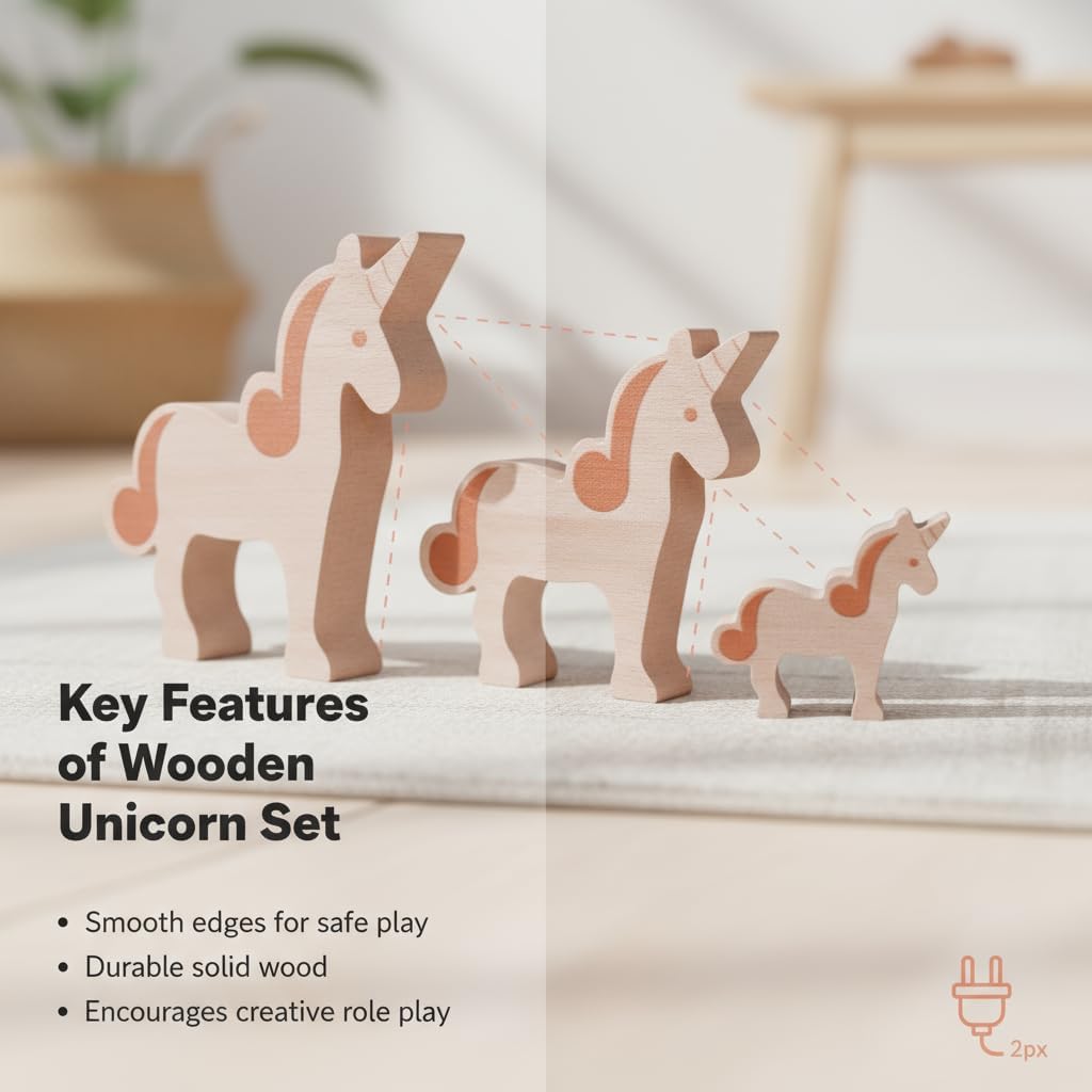 Wooden Animal Toys Unicorn Family with Play Silk for Kids Nursery Gift Preschool Wooden Building Blocks Play Set Fine Motor Montessori Game