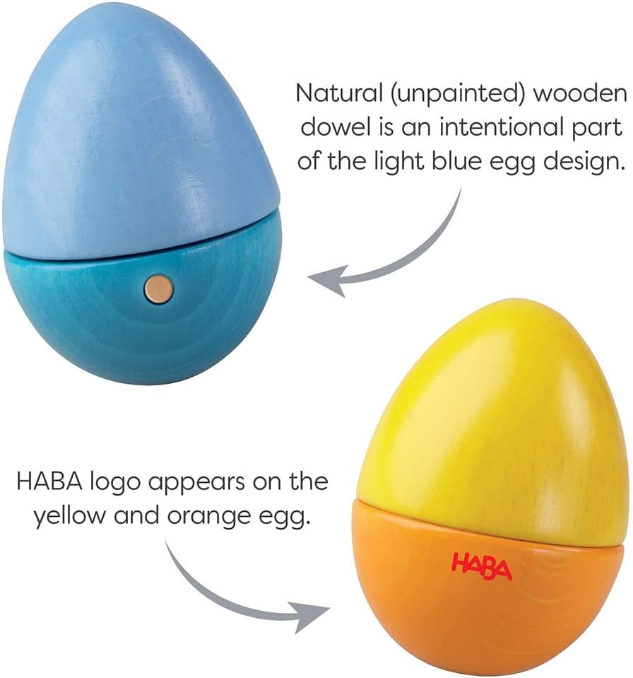 HABA Fun with Sounds Wooden Eggs - 5 Acoustic Sounds, Made in Germany, Kids Musical Instruments, Toddler Sensory Toys Montessori Toys for 2 yrs+