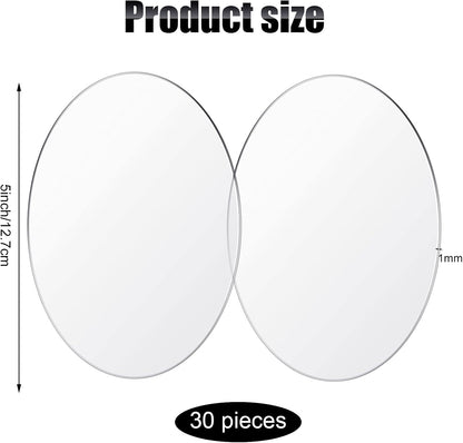 Jetec 30 Pcs 4 Inch Acrylic Circle Blanks Clear Disc Round Transparent Acrylic Coasters Ornament Blanks Miniature Bases for Crafts Christmas Ornament DIY Art Projects Supplies