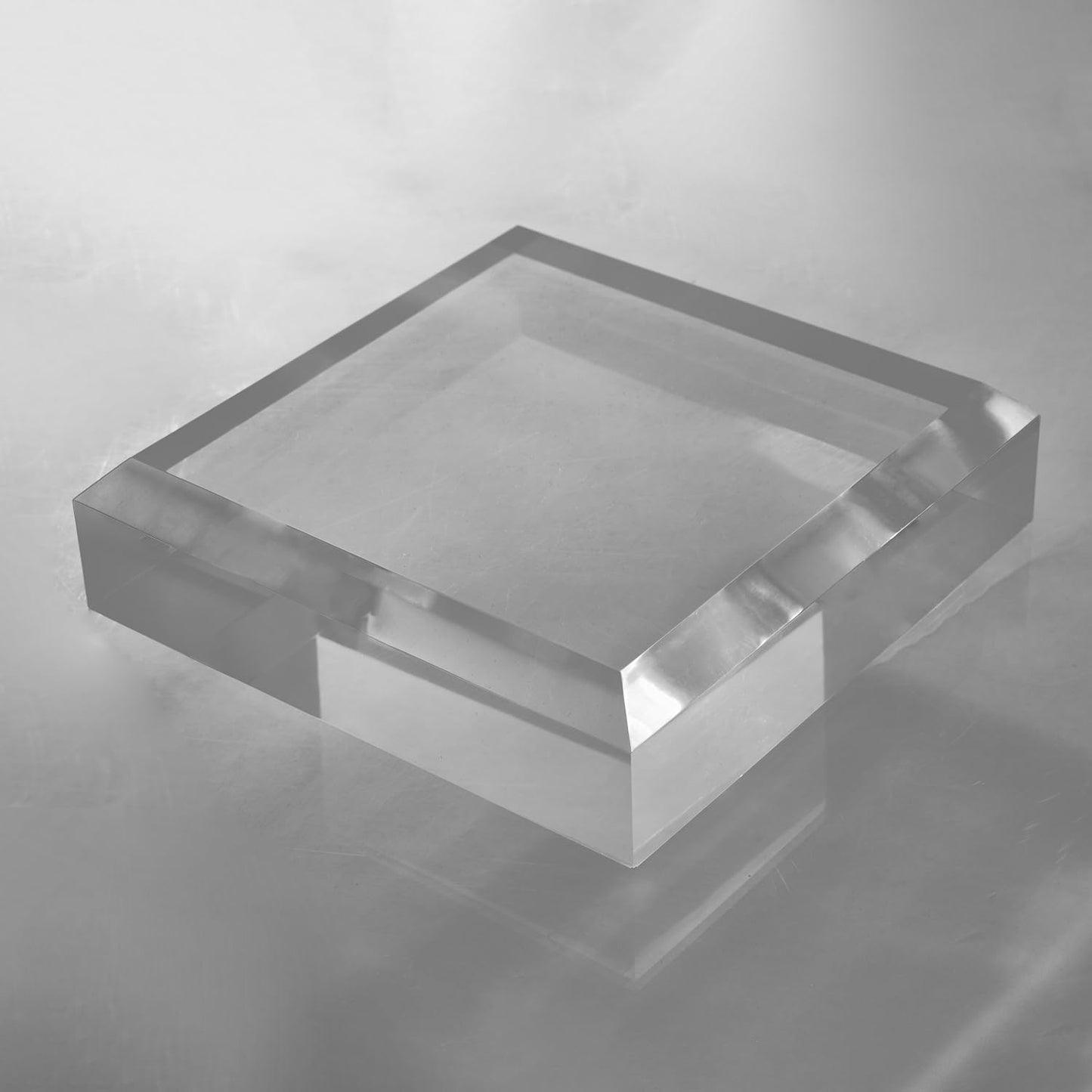 CiaoHER 2in Thickness Beveled Solid Acrylic Display Block Clear Polished Pedestal Stand Riser Solid Base (10x10)