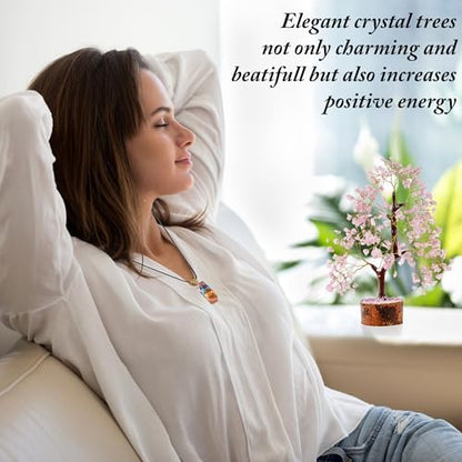 ANAYA AGATE 7 Chakra Healing Crystal Tree of Life Kit, Bracelet, Pendant, Necklace, Feng Shui Money Bonsai Tree, Positive Energy for Women, Mom, Sister and Housewarming Decoration