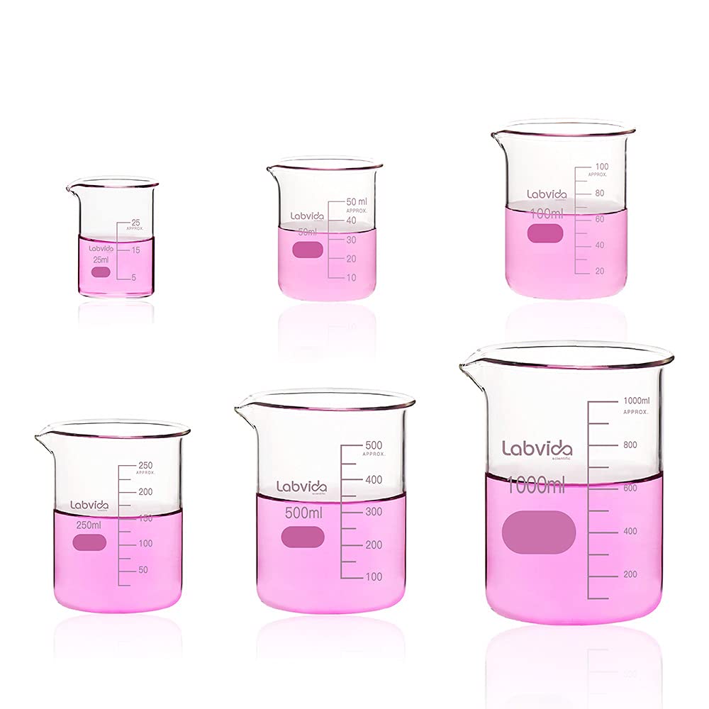 12pcs 50ml Upgrated Thick Glass Beakers, Shot Glass Beaker set, 3.3 Boro Griffin Low Form, Double Scale, LVA003