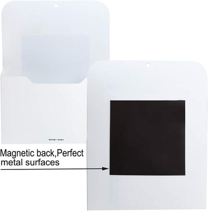 Magnetic File Holder - Magnetic Paper Holder, Pocket Organizer Office Supplies Storage Mail Organizer for Notebooks,Planners,Letter (Black)