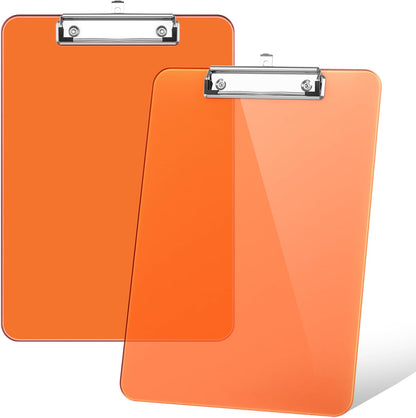 Rimilak Plastic Clipboards with Low Profile Metal Clip, Translucent Board, 12.5 x 9 In Letter Size, Office Supply, Back to School, Pink