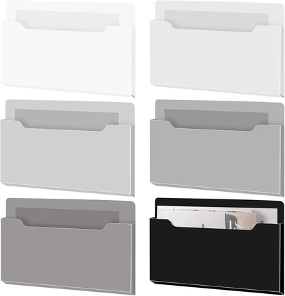 Fuutreo 6 Pcs Magnetic Wall File Organizer Magnetic Wall File Holder Refrigerator Magazine Holder for Mail Letters Paper(Aqua Green,Vertical-large)