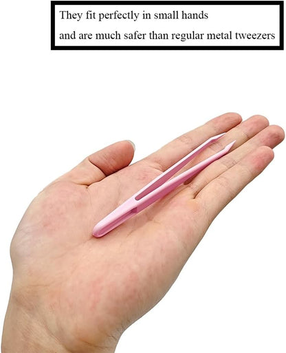 15 Pieces Blue Plastic Tweezers 3.14 Inch Craft Tweezers Forceps Thickened Plastic Sturdy Fine Motor Skill Learning for Perler Beads Jewelry Making Family Classroom School Ckyleole