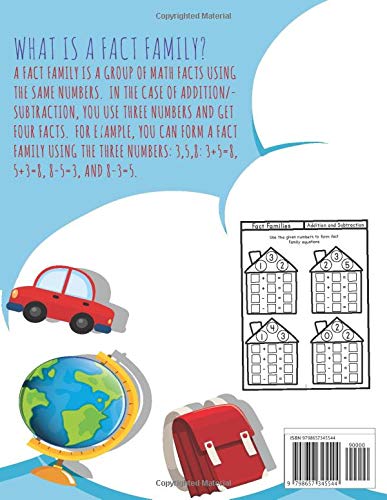 Fact Families Worksheets (Addition and Subtraction) Book 1: addition and subtraction worksheets, addition facts, subtraction facts, single digit ... double digit addition and subtraction