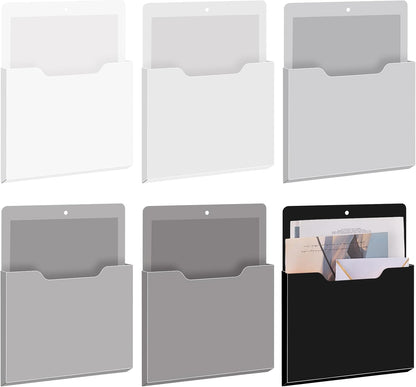 Fuutreo 6 Pcs Magnetic Wall File Organizer Magnetic Wall File Holder Refrigerator Magazine Holder for Mail Letters Paper(Aqua Green,Vertical-large)