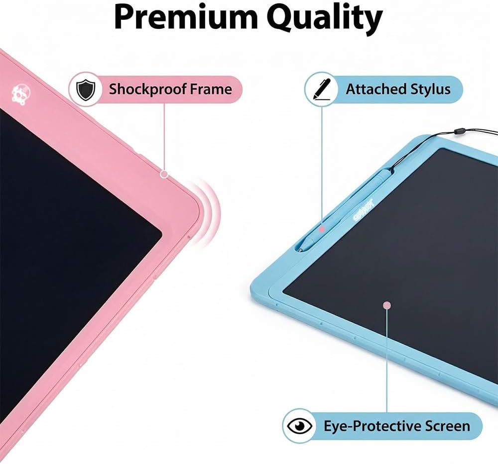 2-Pack 16" LCD Writing Tablet, Electronic Drawing Board with Stylus, One-Click Erase Reusable Doodle Board, Paperless Memo for Home School Office Gift (Pink and Blue)