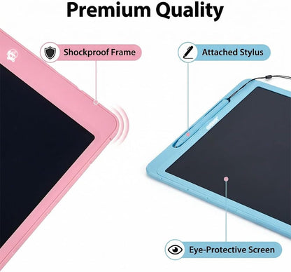 2-Pack 16" LCD Writing Tablet, Electronic Drawing Board with Stylus, One-Click Erase Reusable Doodle Board, Paperless Memo for Home School Office Gift (Pink and Blue)