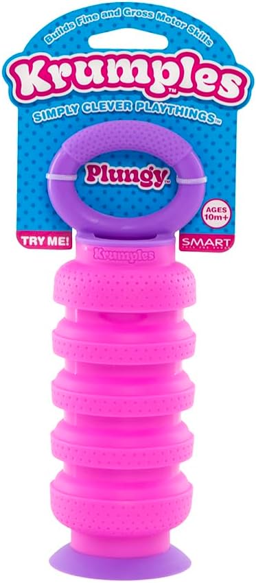KRUMPLES Plungy Blue Sensory Suction Toy for Ages 10M+ | BPA-Free Silicone Fidget | Promotes Fine Motor Skills | Dishwasher Safe | Ideal Baby and Toddler Gift | Fun for All Ages