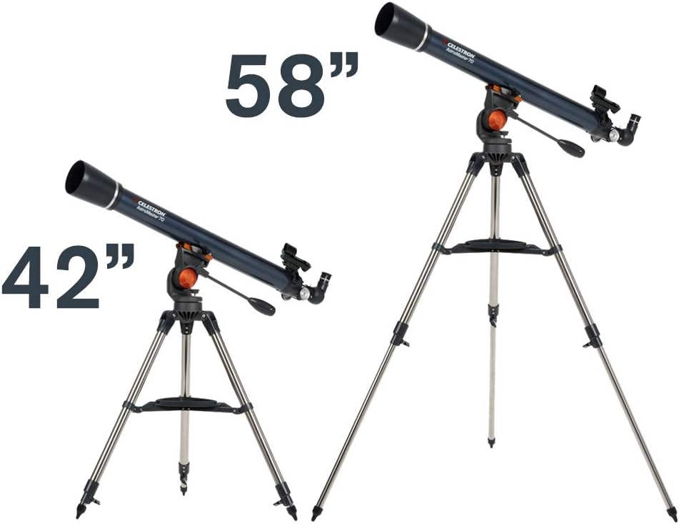 Celestron – AstroMaster 70AZ Telescope – Refractor Telescope – Fully-Coated Glass Optics – Adjustable-Height Tripod – Bonus Astronomy Software Package