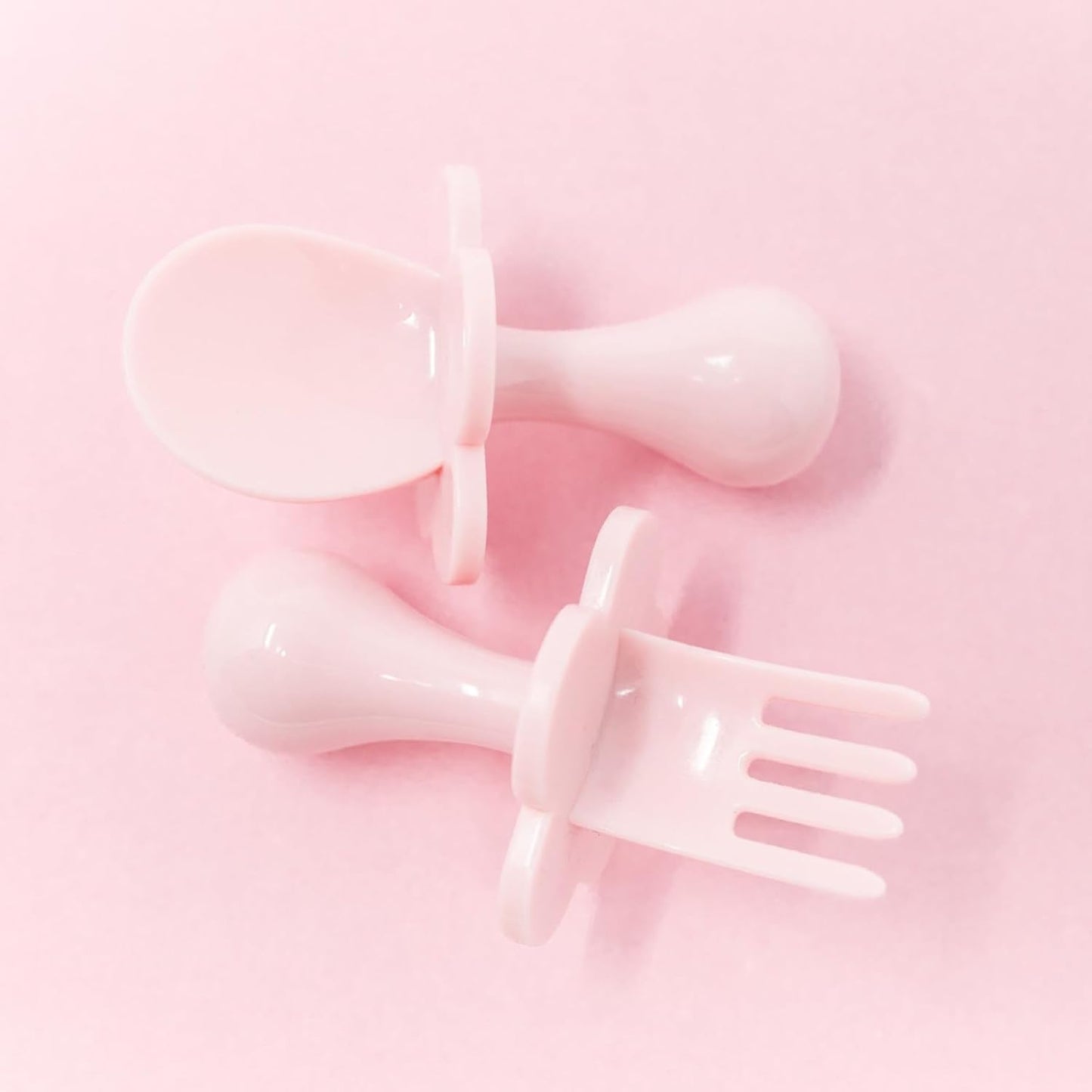 Grabease Baby Feeding Utensils - Anti-Choke Collar & Toddler Fork for Ages 1-3 - Easy-Grip Curved Handle Infant Spoon - Dishwasher-Safe Convenience & Baby Cutlery - Teal