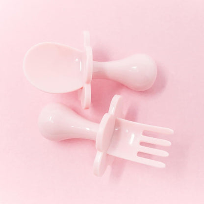 Grabease Baby Feeding Utensils - Anti-Choke Collar & Toddler Fork for Ages 1-3 - Easy-Grip Curved Handle Infant Spoon - Dishwasher-Safe Convenience & Baby Cutlery - Teal