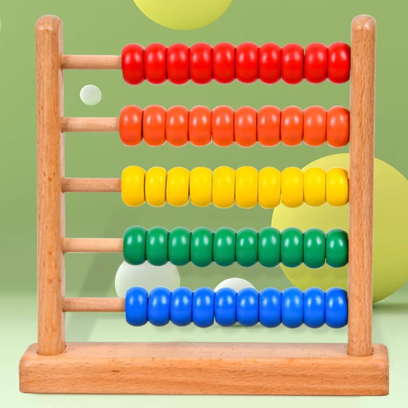 IMIKEYA Wooden Abacus for Kids - 50 Beads Counting Toy Colorful Counters for Kids Math Educational Math Counting Tool Bead Counter Game Counting Toys for Preschool Learning & Elementary School