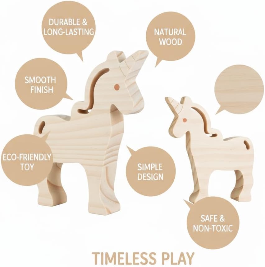Eray Wooden Unicorn Lacing Montessori braiding Toys for Kids DIY Toy Plane Activities Car Travel Toy Educational Learning Threading for Fine Motor Skills