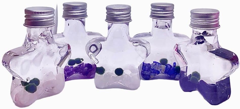 2PCS Marimo Moss Ball kit Natural Crystal 5 Choices Mini Marimo Moss Ball Kit - 5 Wish Stars with 2PCS Kokedama Unique Gift for Plants Beginners (Obsidian)