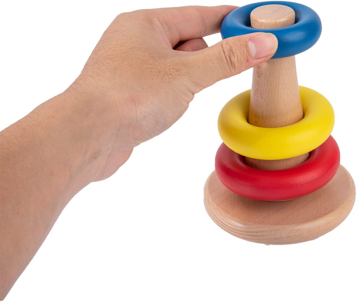 Adena Montessori Baby Toys for 6-12months Rocking Stacker Designed for Toddlers