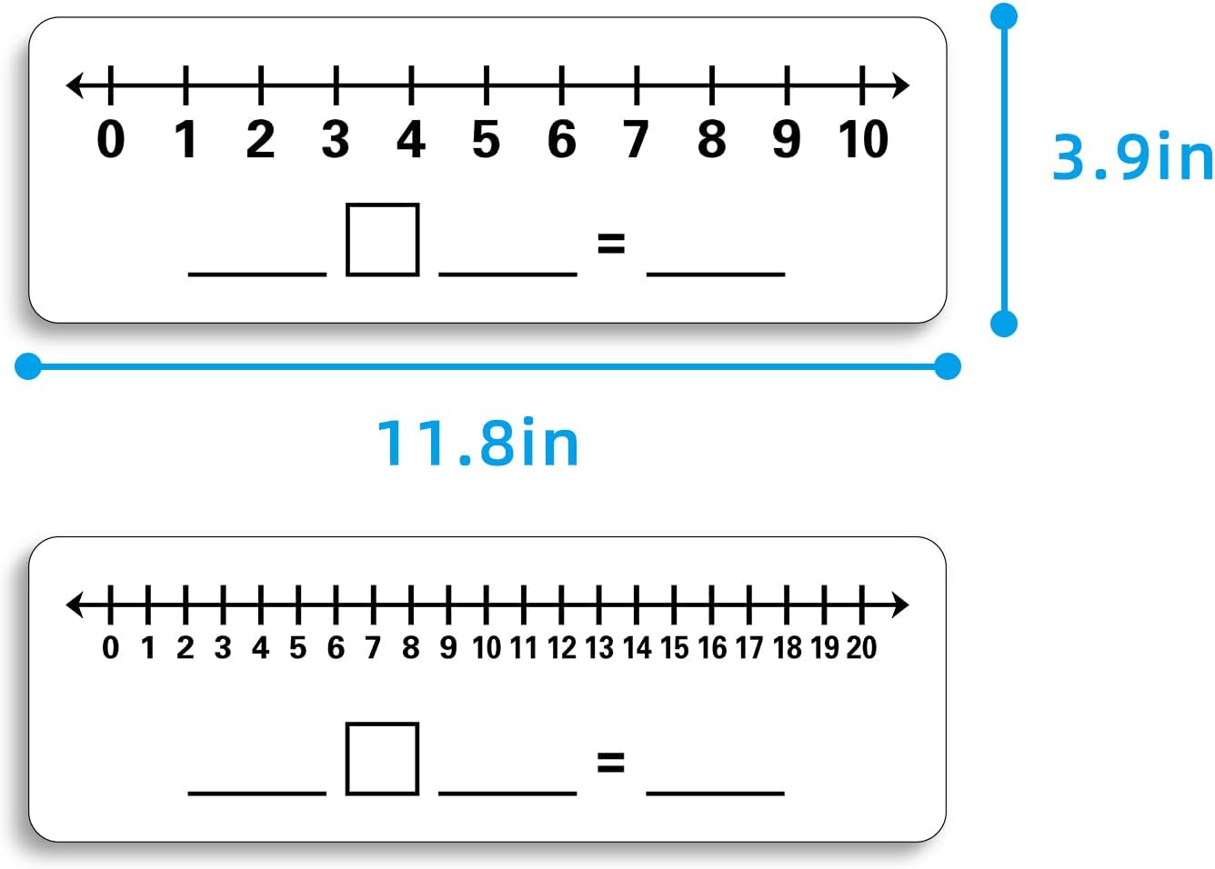 2 Pcs Dry Erase Number Line Board, Double Sided Number Line for Students, Homeschool, Teacher Supplies, Classroom, Math Game for Math Center，High Quality Durable 12 x 4 Inch 0-10, 0-20