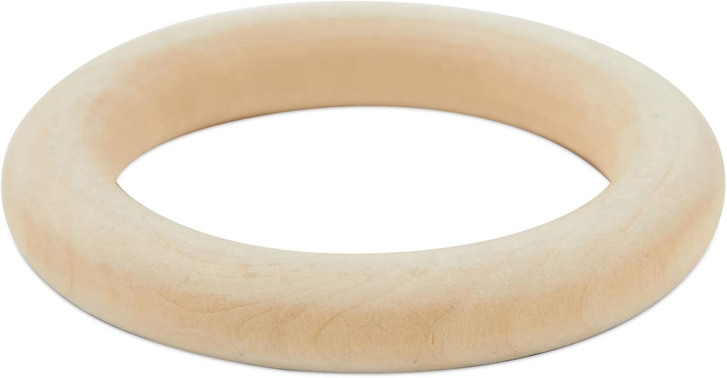 Wooden Rings for Crafts, Macrame, Crochet, Jewelry Making, Natural Unfinished 3 Inch Wood Rings (75mm, 30 Pack)