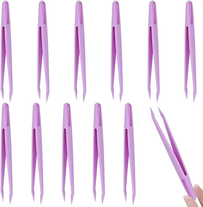 15 Pieces Blue Plastic Tweezers 3.14 Inch Craft Tweezers Forceps Thickened Plastic Sturdy Fine Motor Skill Learning for Perler Beads Jewelry Making Family Classroom School Ckyleole