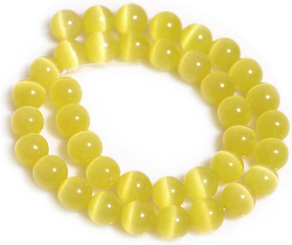 HAAMIIQII 8mm Light Blue Cat Eye Glass Round Crystal Stone Loose Gemstone Beads for Jewelry Making Bracelets Necklaces Earrings Crafts (45-50pcs)