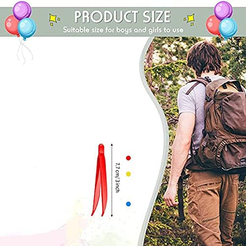 12 Count Plastic Tweezers for Kids,Science Nature Observation Tools for Students Spring Outing (Yellow Blue and Red)