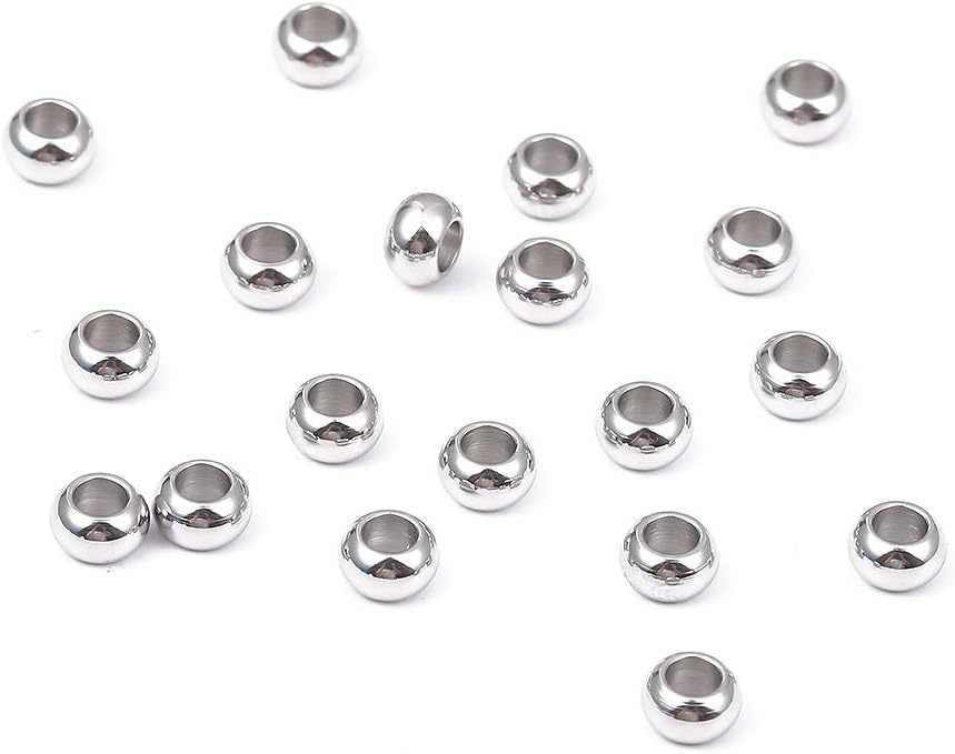 BEADIA Stainless Steel Spacer Beads 3x2.5mm Round Loose Charm Caps Beads for DIY Jewelry Making 100pcs with 1mm Hole
