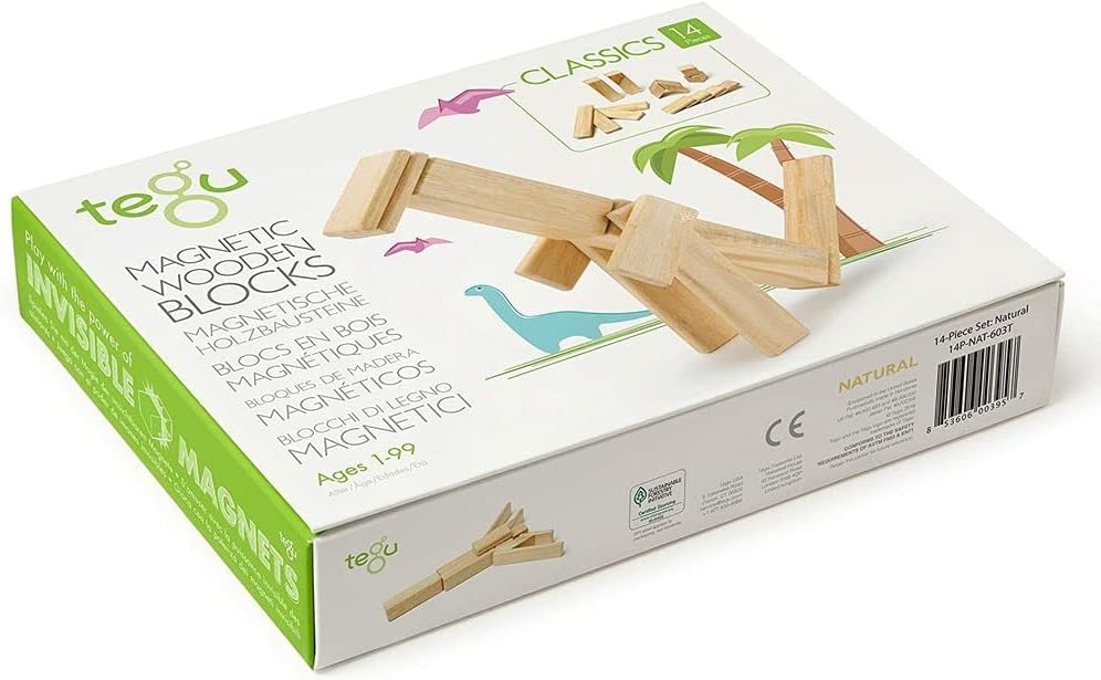 14 Piece Tegu Magnetic Wooden Block Set, Blues