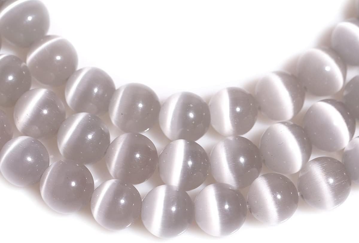 HAAMIIQII 8mm Light Blue Cat Eye Glass Round Crystal Stone Loose Gemstone Beads for Jewelry Making Bracelets Necklaces Earrings Crafts (45-50pcs)