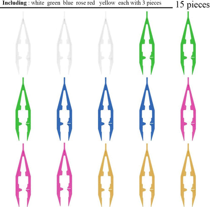 Ckyleole 9 Pieces 3 Colors Plastic Tweezers 4.13 Inch Craft Tweezers Forceps Thickened Plastic Sturdy Fine Motor Skill Learning for Perler Beads Jewelry Making Family Classroom School