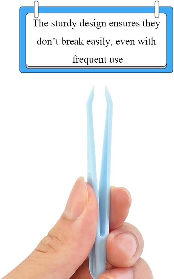 15 Pieces Blue Plastic Tweezers 3.14 Inch Craft Tweezers Forceps Thickened Plastic Sturdy Fine Motor Skill Learning for Perler Beads Jewelry Making Family Classroom School Ckyleole
