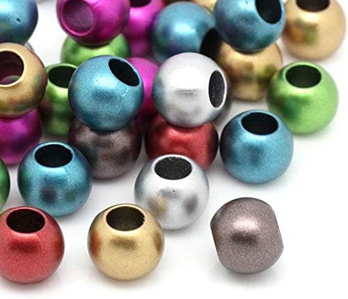300 Acrylic Large Hole Beads for Crafts and for Hair 10mm x 12mm Acrylic Barrel Beads with 5.7mm Large Hole, Glossy Primary Assortment