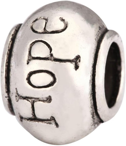 40pcs Live Love Laugh Large Hole Loose Beads (4.5mm Hole) Antique Silver Metal Spacer for DIY Craft Jewelry Making MEC-C9