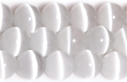 HAAMIIQII 8mm Light Blue Cat Eye Glass Round Crystal Stone Loose Gemstone Beads for Jewelry Making Bracelets Necklaces Earrings Crafts (45-50pcs)