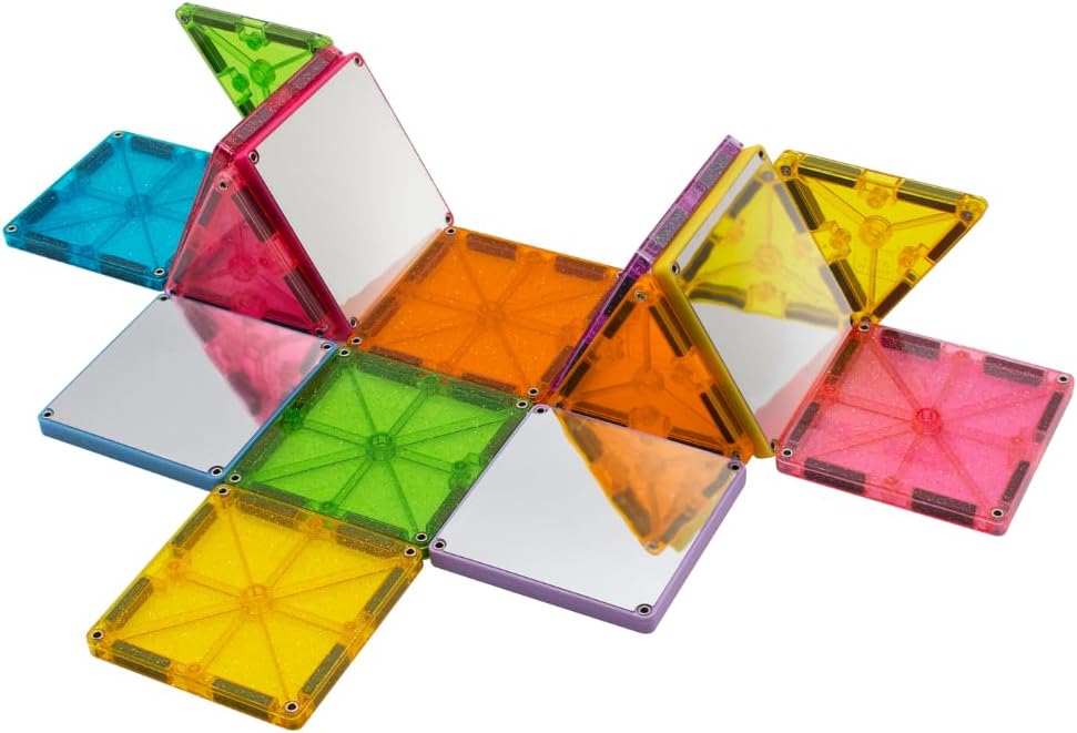 MAGNA-TILES Stardust 15-Piece Magnetic Construction Set, The ORIGINAL Magnetic Building Brand, 3-99 Years with 4 Mirrored Squares