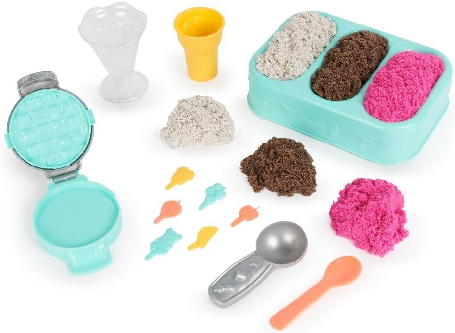 Kinetic Sand Sable Magique - Ice Cream Delices Set 454 g + 6 Tools - Create Different Hypnotizing Shapes with This Magic Sand Like Modeling Dough - Children's Toy 3 Years and Above