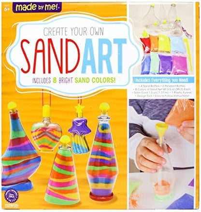 Made By Me Create Your Own Underwater Sand Art, Includes 6 Ocean-Themed Bottles, 8 Sand Colors, Glitter, & Funnel, Great Staycation or Group Activity, Party Idea, DIY Sand Art For Kids Ages 6, 7, 8, 9